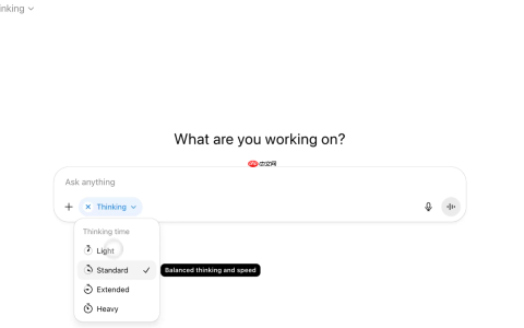 ChatGPT 付费用户可为 GPT-5 Thinking 模式设定思考时长