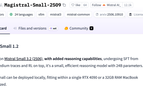 法国 AI 公司 Mistral 开源推理模型 Magistral Small 1.2