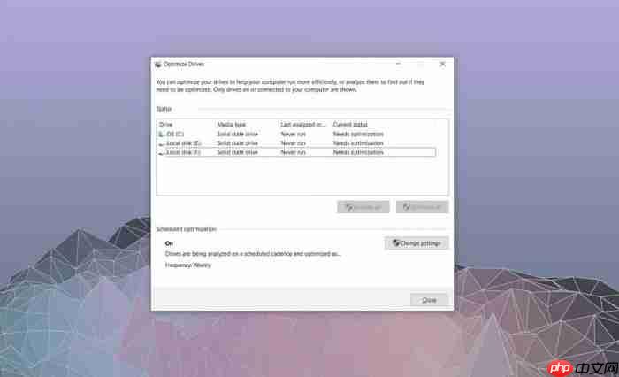 Win10 v2004的磁盘碎片整理工具问题依然存在