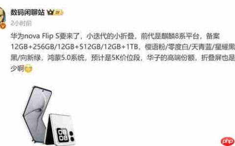 曝华为新款小折叠nova Flip S即将发布 预计5K价位段
