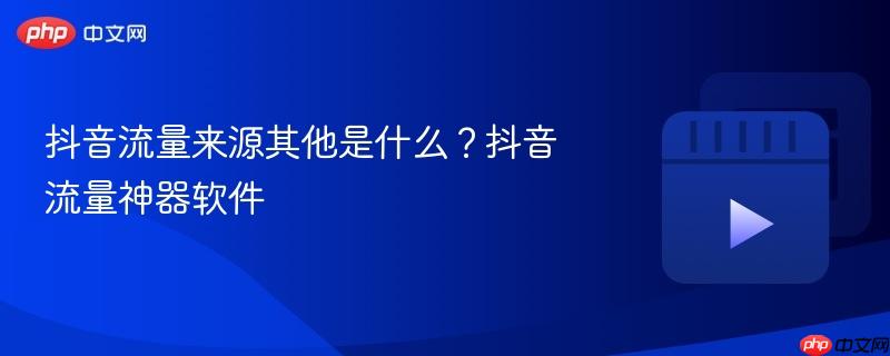 抖音流量来源其他是什么?抖音流量神器软件