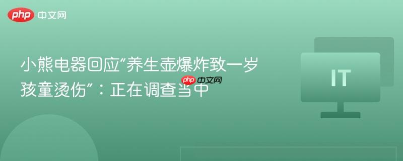 小熊电器回应“养生壶爆炸致一岁孩童烫伤”:正在调查当中