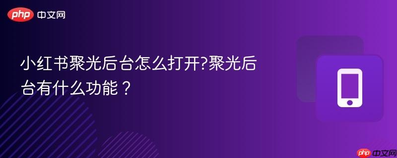 小红书聚光后台怎么打开?聚光后台有什么功能?