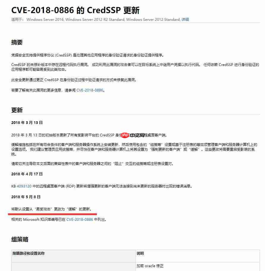 Win10远程桌面出现“身份验证错误,CredSSP加密Oracle修正”解决方法
