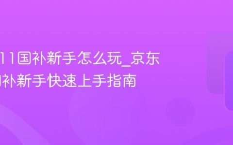 京东双11国补新手怎么玩_京东双11国补新手快速上手指南