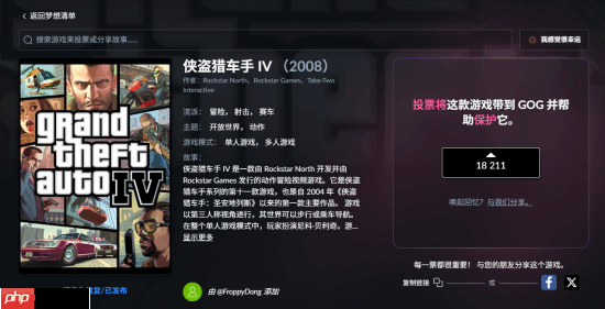 cd projekt提议r星允许《gta4》登陆gog平台!获一万八千人同意