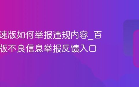 百度极速版如何举报违规内容_百度极速版不良信息举报反馈入口