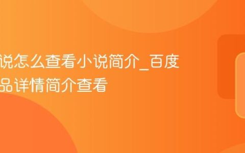百度小说怎么查看小说简介_百度小说作品详情简介查看