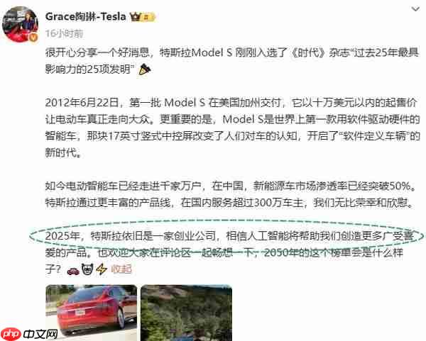 陶琳:特斯拉在国内服务超300万车主 仍是一家创业公司