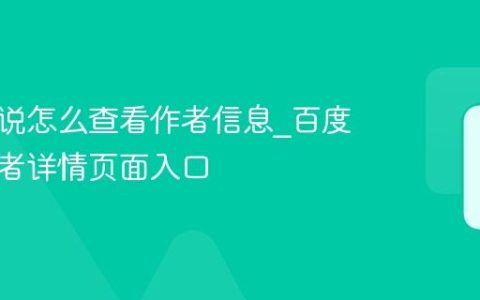 百度小说怎么查看作者信息_百度小说作者详情页面入口