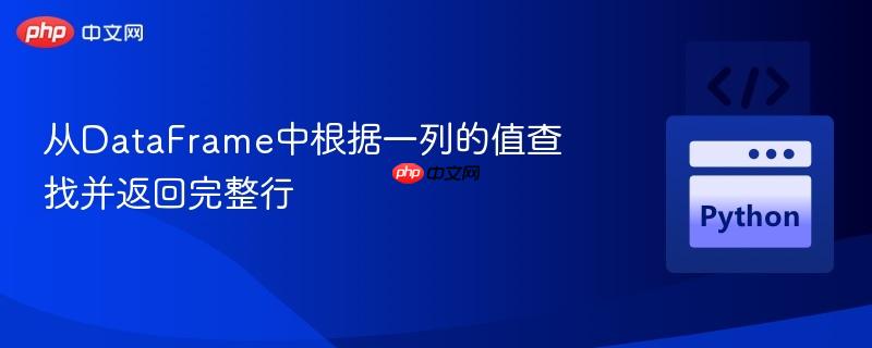 从dataframe中根据一列的值查找并返回完整行