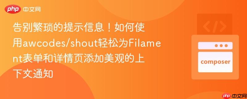 告别繁琐的提示信息!如何使用awcodes/shout轻松为filament表单和详情页添加美观的上下文通知