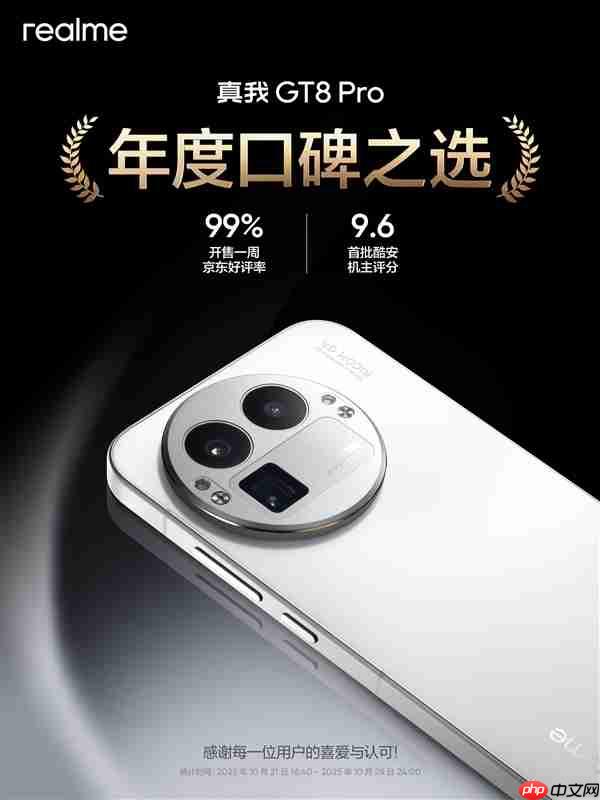真我GT8 Pro成了:开售一周京东好评率99%