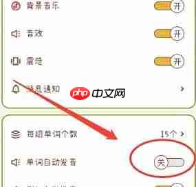 奶酪单词自动发音关闭设置