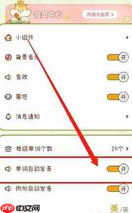 奶酪单词自动发音关闭设置