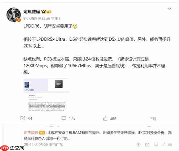 全球首款LPDDR6内存来了:三星打造 安卓明年商用