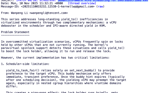 腾讯工程师提出“语义感知 vCPU 调度”方案，大幅提升 KVM 超额订阅虚拟机性能