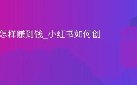 小红书怎样赚到钱_小红书如何创造收益