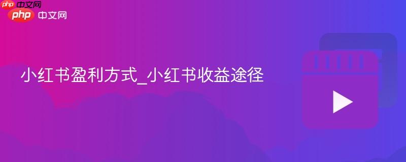 小红书盈利方式_小红书收益途径