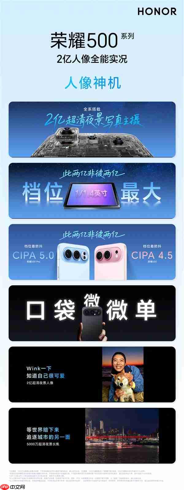 荣耀500系列搭载同档最强2亿像素:年度氛围感神机