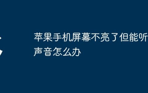苹果手机屏幕不亮了但能听到声音怎么办