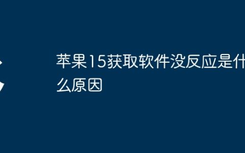 苹果15获取软件没反应是什么原因
