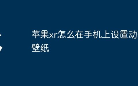 苹果xr怎么在手机上设置动态壁纸