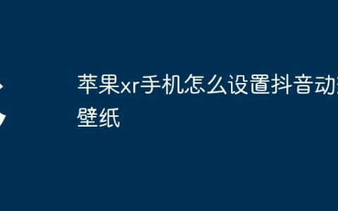 苹果xr手机怎么设置抖音动态壁纸