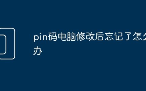 pin码电脑修改后忘记了怎么办