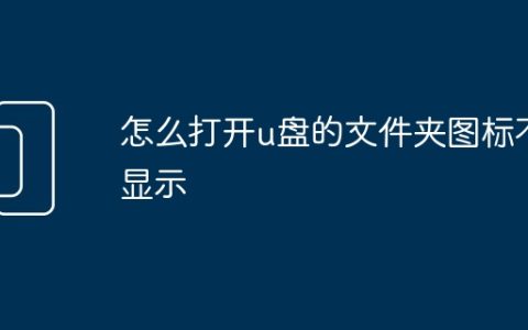 怎么打开u盘的文件夹图标不显示