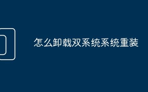 怎么卸载双系统系统重装
