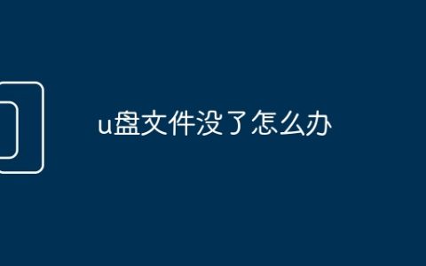 u盘文件没了怎么办