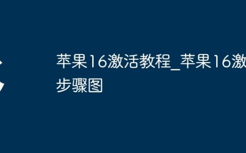苹果16激活教程_苹果16激活步骤图