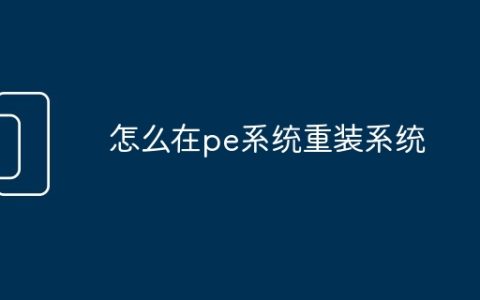 怎么在pe系统重装系统
