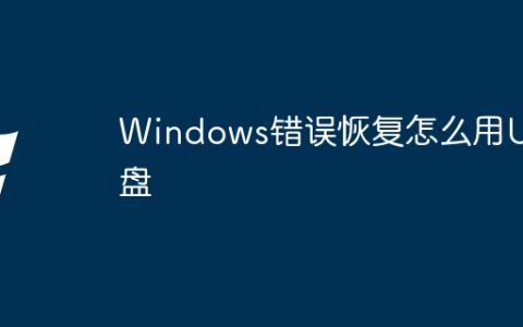 Windows错误恢复怎么用U盘