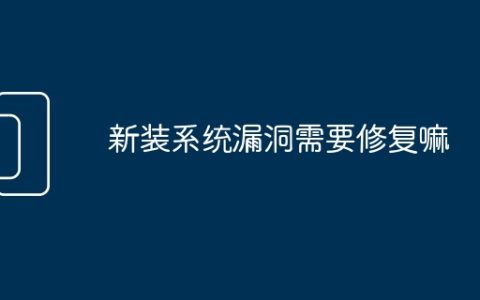 新装系统漏洞需要修复嘛
