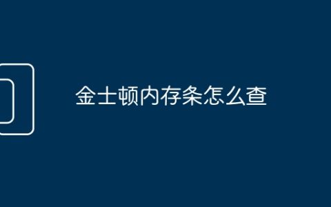 金士顿内存条怎么查