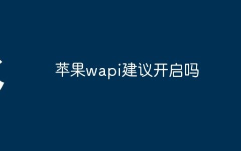 苹果wapi建议开启吗