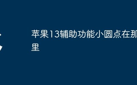 苹果13辅助功能小圆点在那里