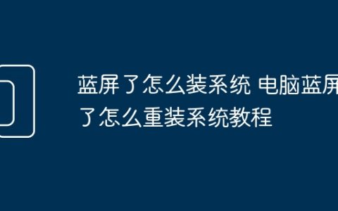 蓝屏了怎么装系统 电脑蓝屏了怎么重装系统教程