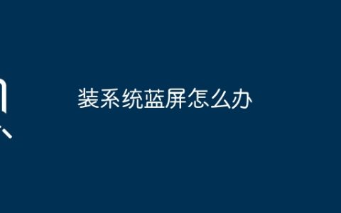 装系统蓝屏怎么办