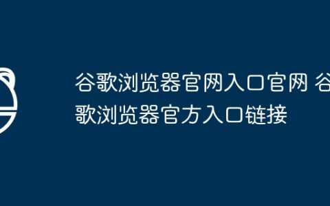 谷歌浏览器官网入口官网 谷歌浏览器官方入口链接