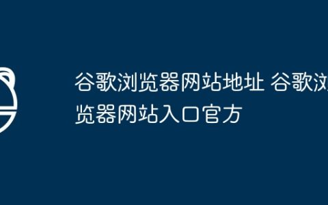 谷歌浏览器网站地址 谷歌浏览器网站入口官方