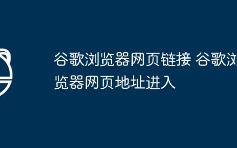 谷歌浏览器网页链接 谷歌浏览器网页地址进入