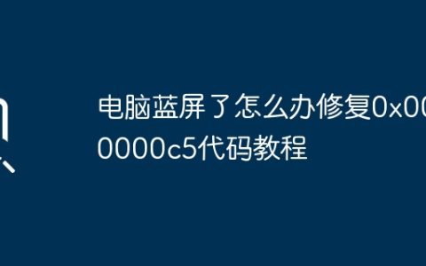 电脑蓝屏了怎么办修复0x000000c5代码教程