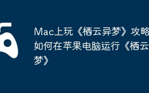 Mac上玩《栖云异梦》攻略，如何在苹果电脑运行《栖云异梦》