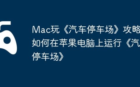 Mac玩《汽车停车场》攻略，如何在苹果电脑上运行《汽车停车场》