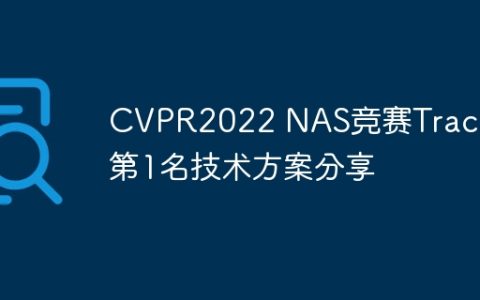 CVPR2022 NAS竞赛Track 2 第1名技术方案分享