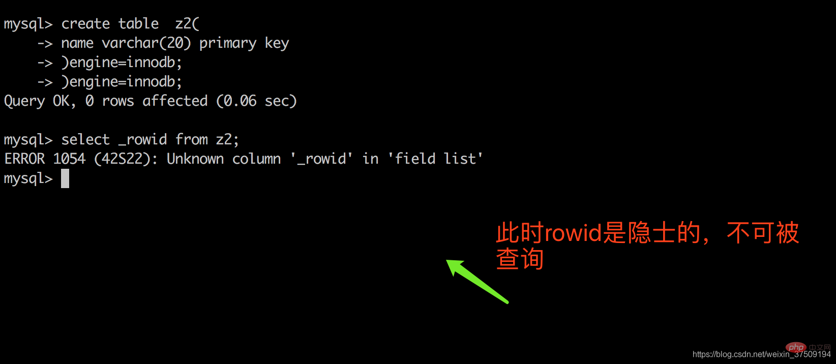 掌握mysql隐藏字段(rowid)什么时候是可见的