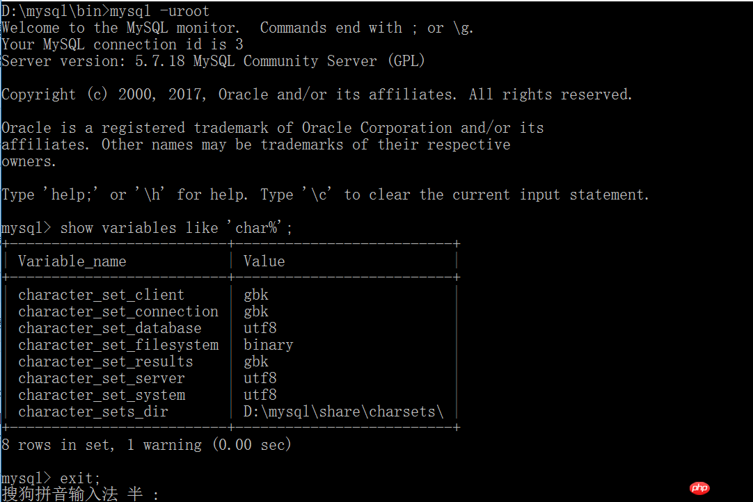 MySql5.7.18字符集配置图文实例分享